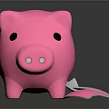 Pink Piggy Bank Household Item With Broken Parts And White Inner Pieces
