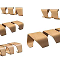 Modern Wooden Stools With Curved Design Arranged In Different Sets For Home Decor