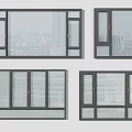 Various Modern Floor to Ceiling Windows with Sleek Frame and City View 3d model
