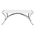 Elegant Coffee Table With Gold Metal Frame And Glass Top