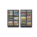 Commercial Glass Door Refrigerators With Stocked Beverages And Organized Shelves