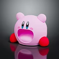 Pink Round Cartoon Pet Bed With Ears Red Feet And Open Mouth Design