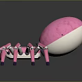 Pink Spider Shaped Robot With Multiple Legs And Shiny Surface