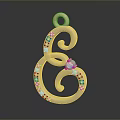 Elegant Gold Pendant Accessory with Curved Spiral Design and Diamond Accents