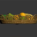 Assorted Fresh Fruits in Wicker Basket with Bananas Oranges Mangoes and Avocados
