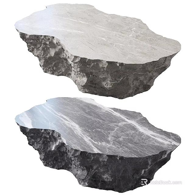 Natural Irregular Shape Marble Coffee Table With Veined Surface For Interior Design 3d model 