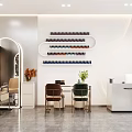 Modern Beauty Hair Salon Interior With Styling Chairs Nail Polish Display And Reception Desk