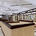 Modern Restaurant Interior With Wooden Counters White Tables Yellow Chairs And Blue Ceiling Decorations