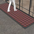 Outdoor Entrance Door Mat With Red Black Diamond Pattern And Non Slip Design