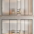 Modern Interior Glass Room Dividers With Frosted And Ribbed Design For Space Division