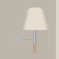 Modern Wall Lamp with Pleated Beige Lampshade White Circular Base and Wooden Accent