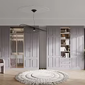 Modern Grey Wardrobe Interior Design With Glass Doors Drawers And Round Rug