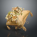 Elegant Decorative Box With Beige Surface And Floral Leaf Tassel Accents