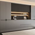 Modern Minimalist Built In Sideboard Cabinet With Ambient Lighting And Functional Large Storage Design