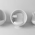 Modern Spherical Seats With Red Cushions White Bases And Tablet Screens