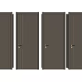 Modern Brown Hinged Doors With Different Panel Designs And Metal Handles 3d model