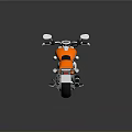 Orange Cruiser Motorcycle With Black Leather Seat Chrome Engine Parts Shiny Aluminum Wheels