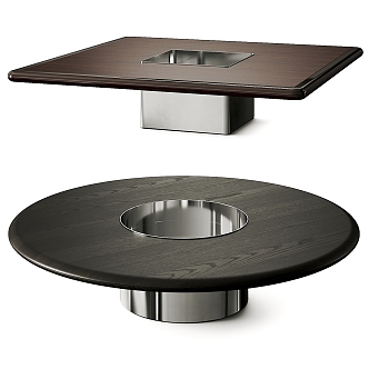 Minotti Helene Round Square Coffee Table Combination Square Coffee Table Round Coffee Table Wood Grain Coffee Table 3d model