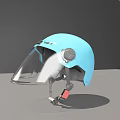 Light Blue Safety Helmet With Transparent Visor And Secure Fastening Strap 3d model