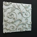 White Ornate Wall Panel with Intricate Scroll Floral and Leaf Designs 3d model