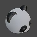 Cute Panda Head 3D Model with Black Ears and Round Black Eyes 3d model