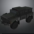 Rugged Military Off Road Vehicle With Armored Body Large Tires And Roof Warning Lights