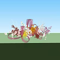 Floral Installation With Colorful Flowers Decorative Curved Lines And Natural Elements