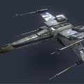 Futuristic Sci Fi Spaceship With Dark Metallic Body And Yellow Glowing Engines