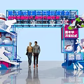 Event Entrance for Ice Snow Carnival Grand Opening Ceremony with Snowmen Ski Elements Blue Decorations
