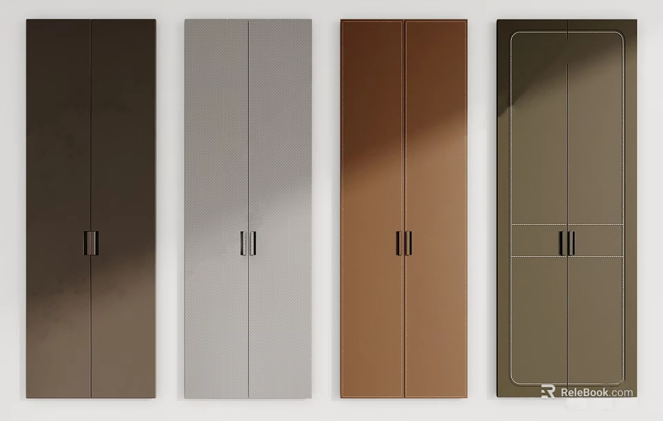 Modern Wardrobe Doors in Different Colors with Double Door Design and Metal Handles 3d model 