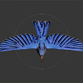 Vibrant Blue Bird With Spread Wings Perched On Reflective Surface