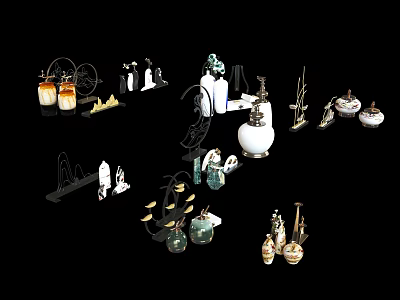 Decorative Ornament Set With Ceramic Metal And Modern Stylish Design Elements 3d model