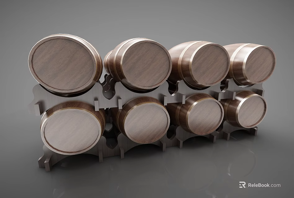 Wooden Barrel Storage Rack for Household Items Organization and 3d model 