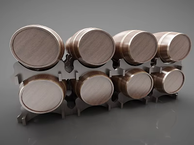 Wooden Barrel Storage Rack for Household Items Organization and 3d model