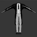 Stylish Black Leather Coat With White Shirt Black Tie White Pants And Black Shoes