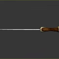 Traditional Sharp Knife With Silver Blade And Brown Wooden Handle Golden Accents