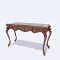 Elegant Classic Wooden Desk With Intricate Carvings And Curved Legs