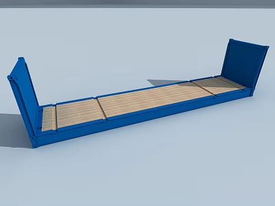 Industrial Heavy Duty Equipment With Blue Frame And Wooden Loading Platform 3d model
