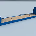 Industrial Heavy Duty Equipment With Blue Frame And Wooden Loading Platform