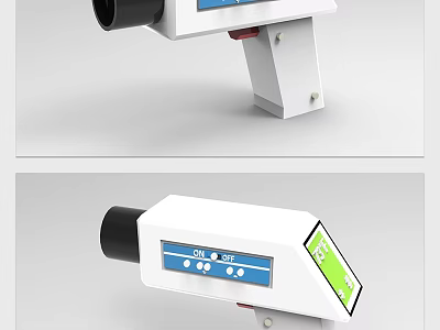 Professional Medical Device With White Body Black Probe Digital Green Display And Control Buttons 3d model