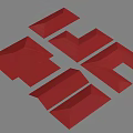 Red Abstract Three Dimensional Geometric Shapes With Folded Structures And Shadows 3d model