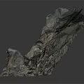 Detailed 3D Mountainous Terrain With Rocky Cliffs Green Vegetation And Steep Slopes