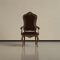 Classical Style Dining Chair With Carved Details Brown Leather And Wooden Frame
