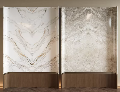 Marble Background Wall Design With Two Different Textures And Wooden Base 3d model