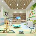 School Classroom Interior With Wooden Tables Chairs Green Plants And Wall Decorations