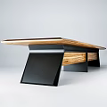Modern Wooden Office Desk With Black Metal Legs And Sleek Tabletop Design