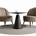 Modern French Negotiation Table and Chair Combination Casual Table and Chair Combination Coffee Table and Chair Combination Small Round Table 3d model