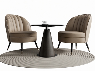 Modern French Negotiation Table and Chair Combination Casual Table and Chair Combination Coffee Table and Chair Combination Small Round Table 3d model