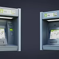 Dual Public ATM Machines Offering Cash Withdrawal And Bank Services