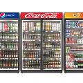 Commercial Beverage Display Refrigerators Stocked with Assorted Bottled and Canned Drinks 3d model